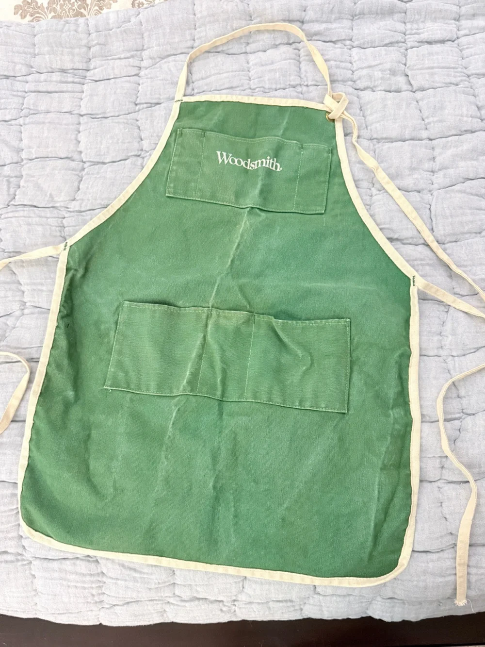 Woodsmith Vintage Collectible Canvas Apron Green White